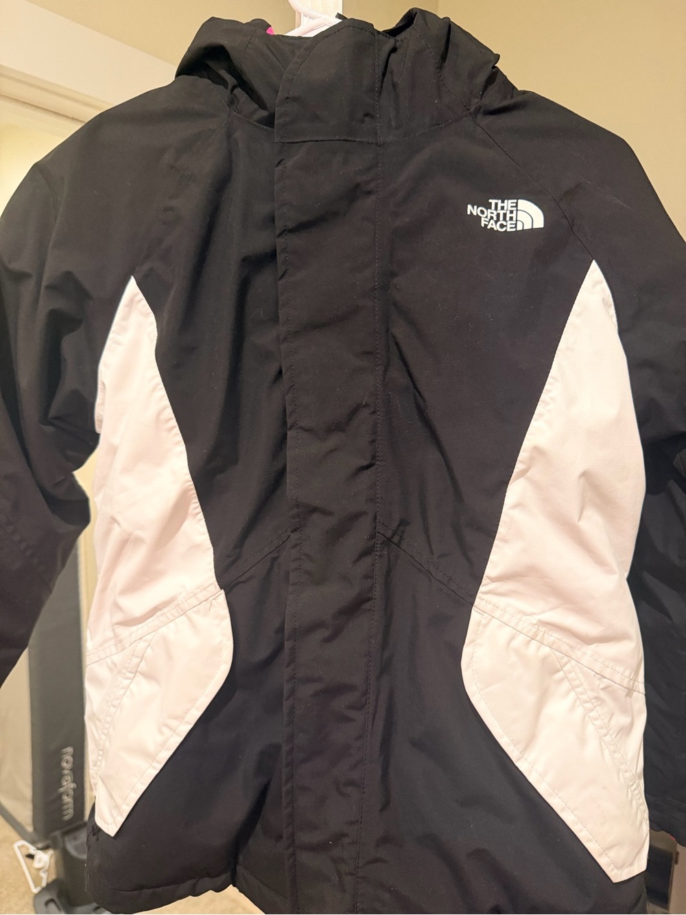 The North Face Girls Black and White Hooded Jacket